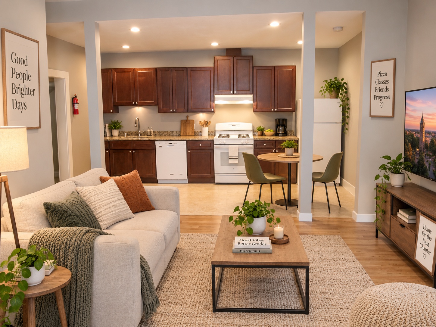Open kitchen and living room at 28 Lancaster St #1F